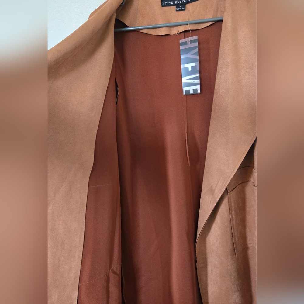 NWT HYFVE Faux Suede Cardigan Duster Jacket Size Large - Picture 4 of 7